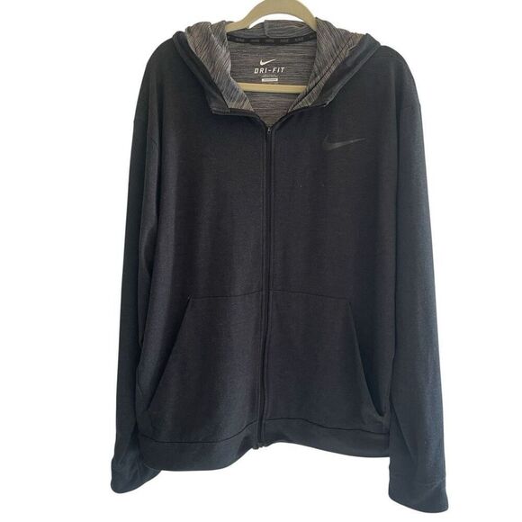 Nike Dri-Fit Charcoal Gray Full Zip Jersey Knit Hooded Jacket Women’s XXL 2XL - Picture 1 of 4